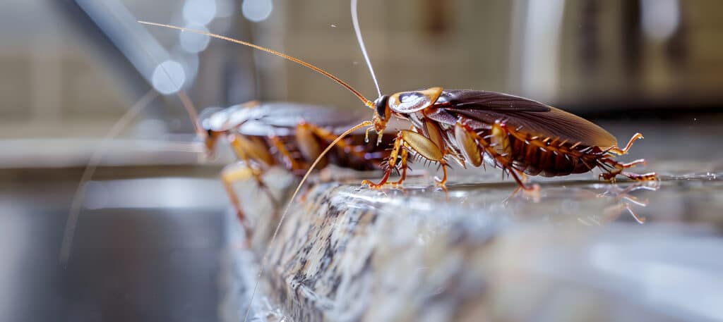 close up image of cockroaches on ledge in riverside ca home